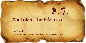 Marinkor Teofánia névjegykártya